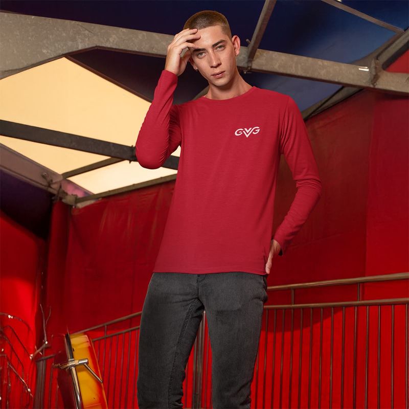 GVG Monogram | Red Long Sleeve Shirt | Good Vibe Gangsta White Logo