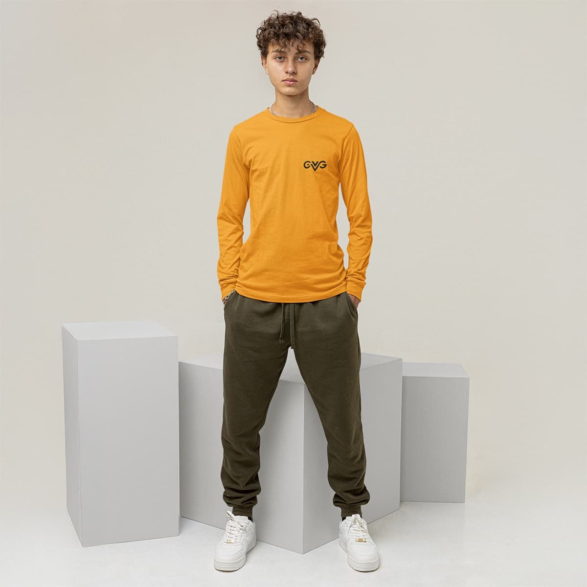 GVG Monogram | Gold Long Sleeve Shirt | Good Vibe Gangsta Black Logo GVG Monogram | Gold Long Sleeve Shirt | Good Vibe Gangsta Black Logo