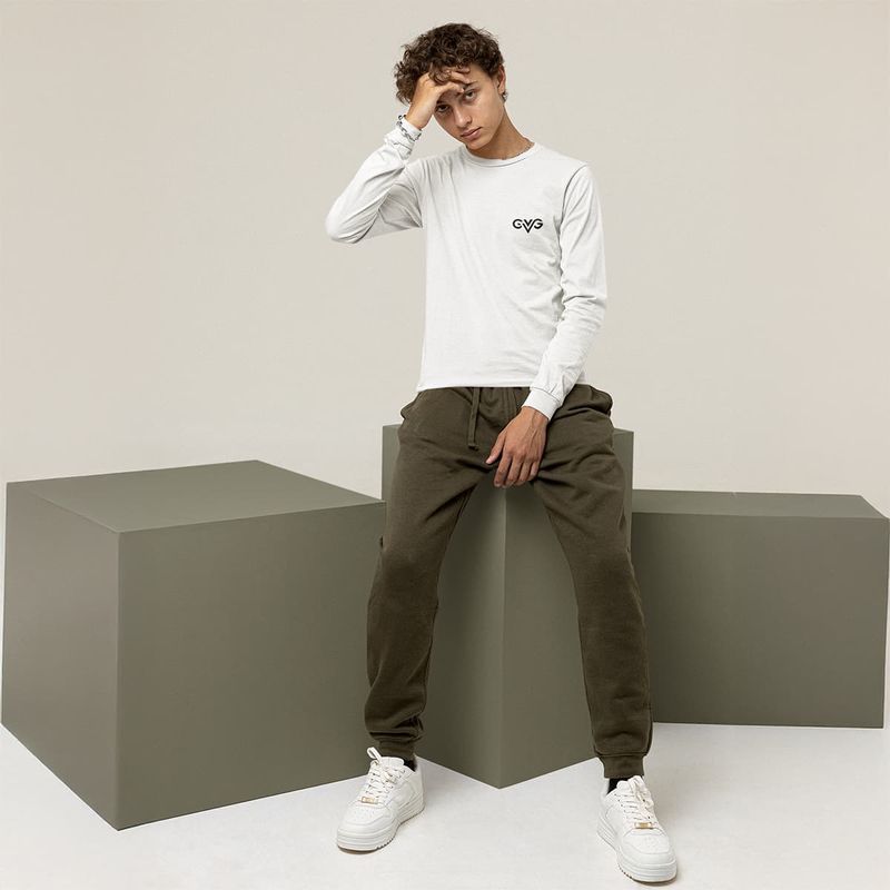 GVG Monogram | White Long Sleeve Shirt | Good Vibe Gangsta Black Logo