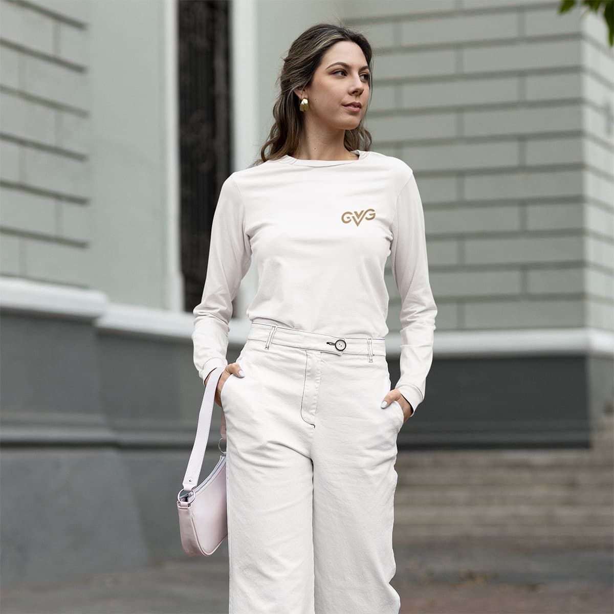 GVG Monogram | White Long Sleeve T-Shirt | Good Vibe Gangsta Gold Logo GVG Monogram | White Long Sleeve T-Shirt | Good Vibe Gangsta Gold Logo