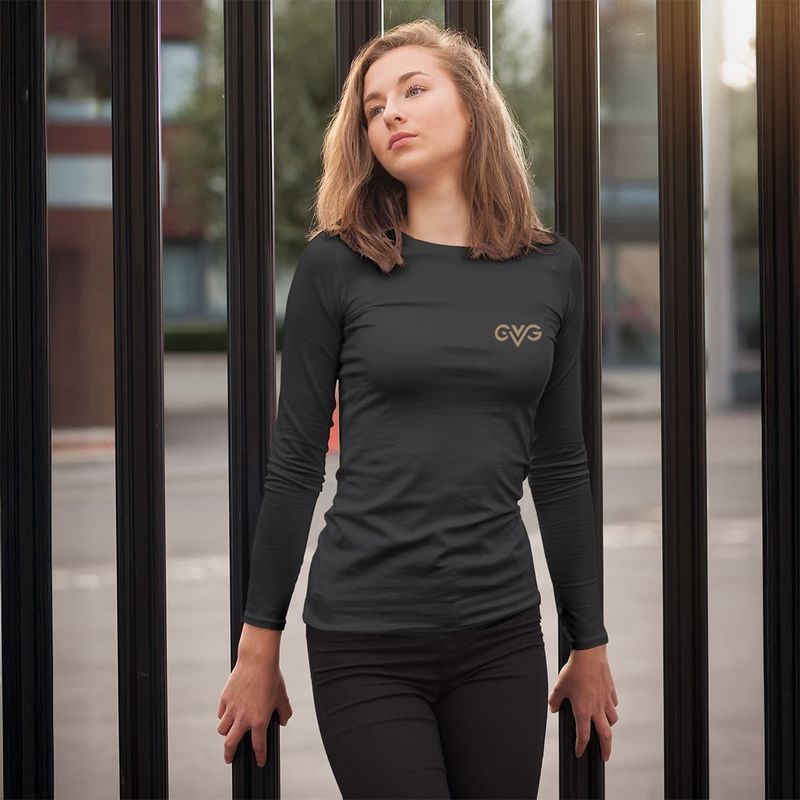 GVG Monogram | Black Long Sleeve T-Shirt | Good Vibe Gangsta  Gold Logo