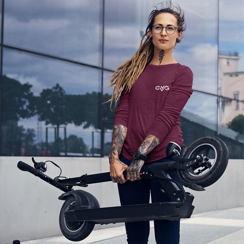 GVG Monogram | Maroon Long Sleeve T-Shirt | Good Vibe Gangsta White Logo