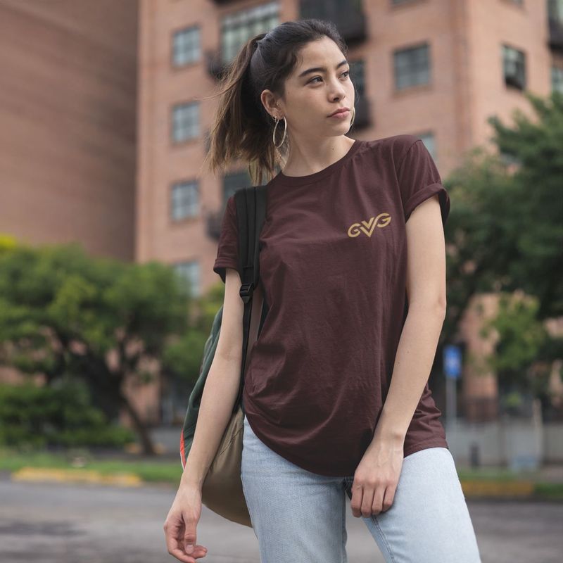GVG Monogram | Maroon T-shirt | Good Vibe Gangsta Gold Logo