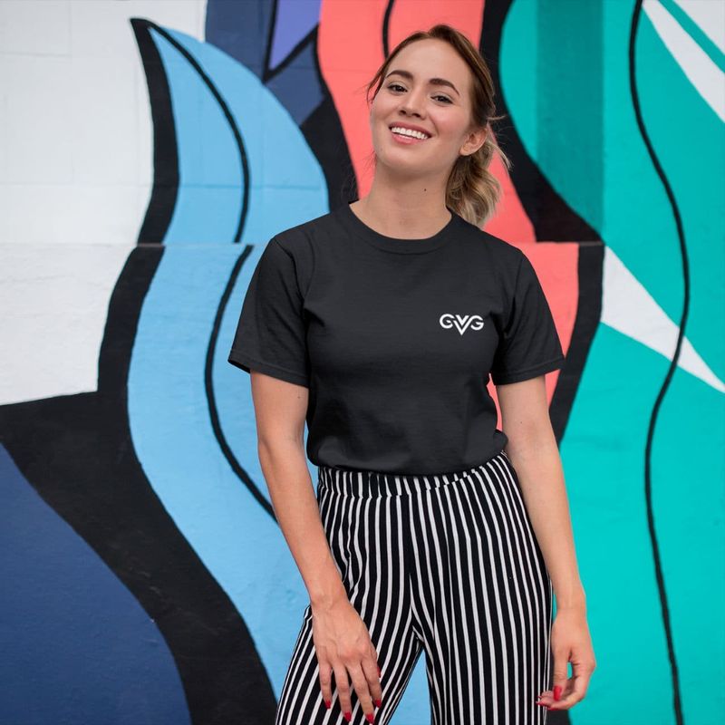 GVG Monogram | Black T-shirt | Good Vibe Gangsta White Logo