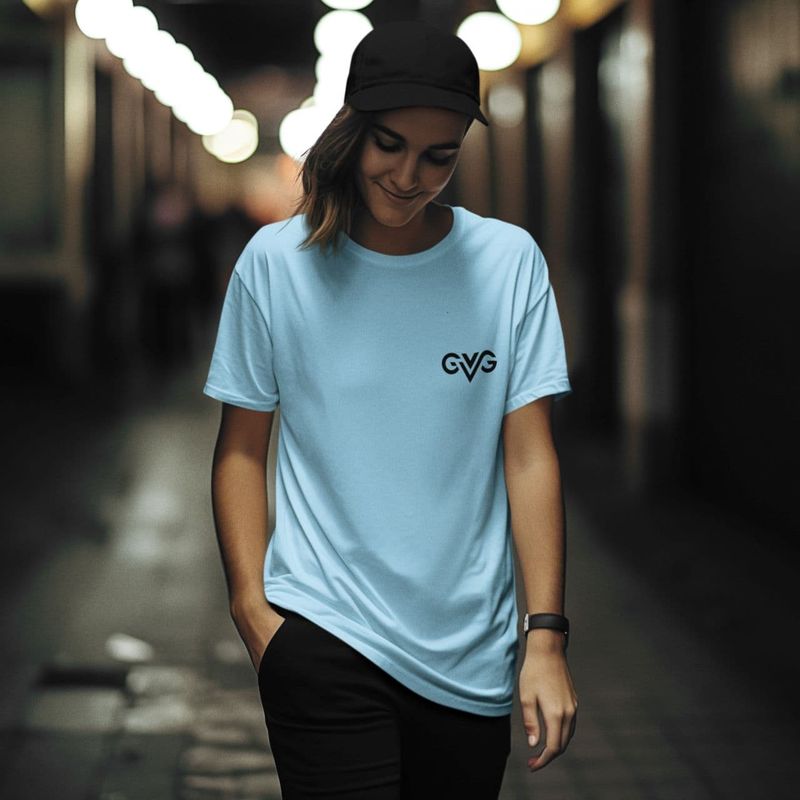 GVG Monogram | Ocean Blue T-shirt | Good Vibe Gangsta Black Logo