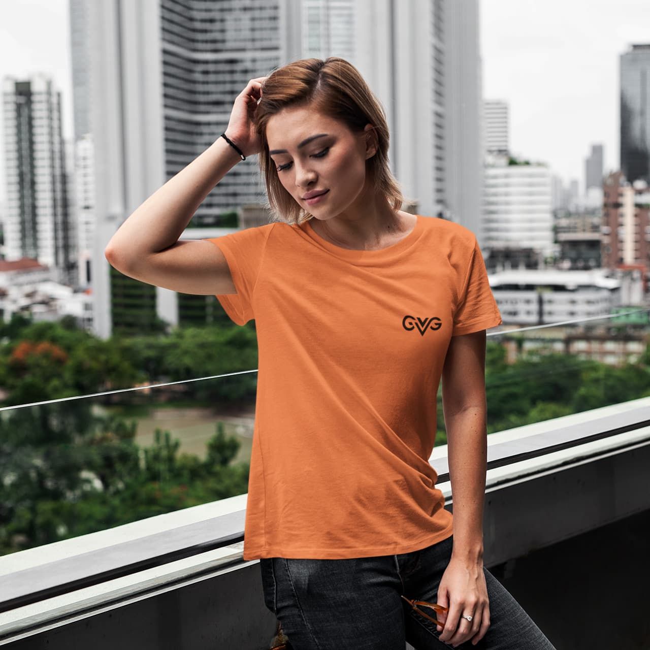 GVG Monogram | Orange T-shirt | Good Vibe Gangsta Black Logo