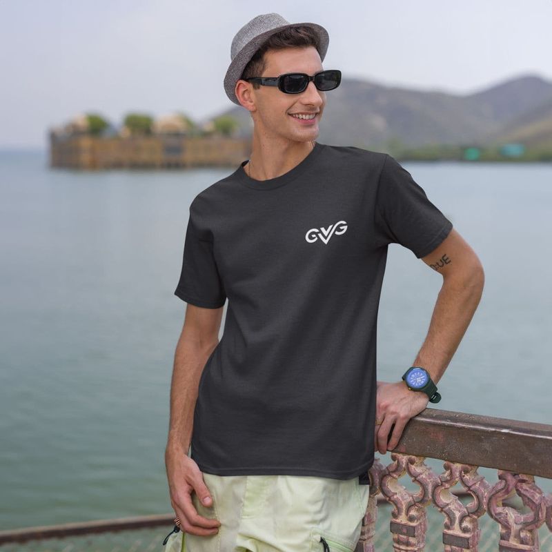 GVG Monogram | Dark Heather Grey Shirt | Good Vibe Gangsta White Logo