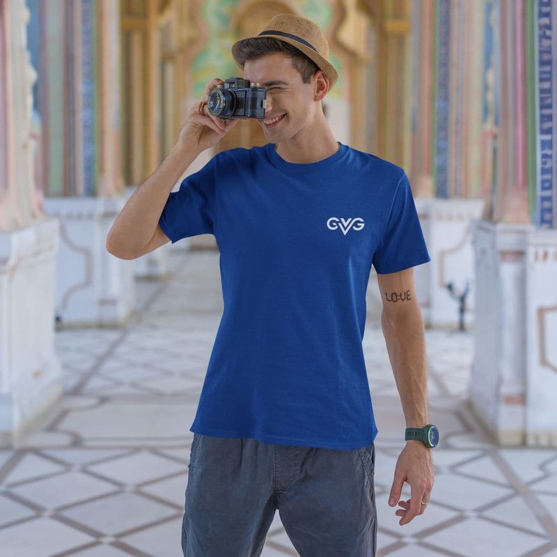 GVG Monogram | Royal Blue Shirt | Good Vibe Gangsta White Logo