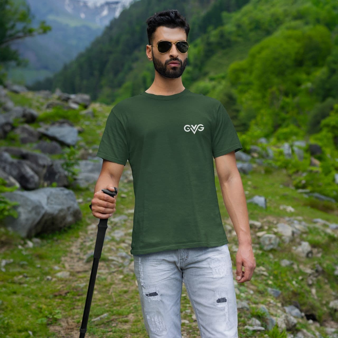 GVG Monogram | Green Shirt | Good Vibe Gangsta White Logo GVG Monogram | Green Shirt | Good Vibe Gangsta White Logo