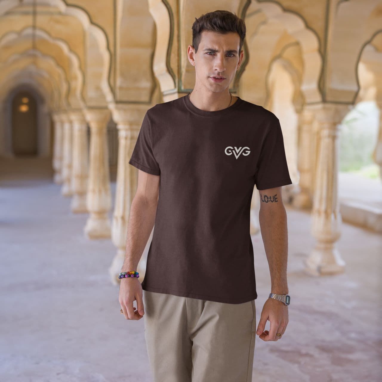 GVG Monogram | Maroon Shirt | Good Vibe Gangsta White Logo