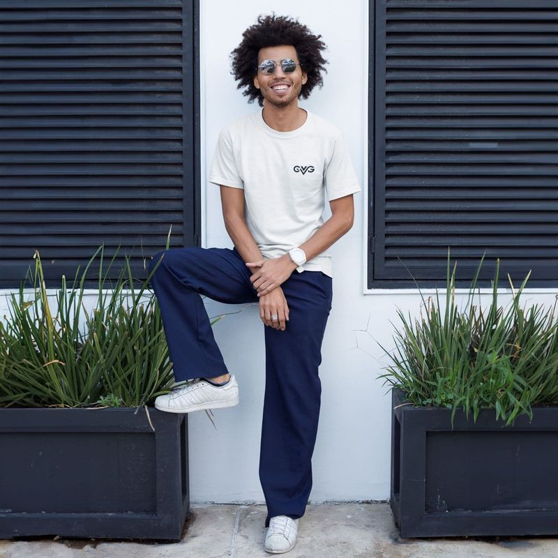 GVG Monogram | White Shirt | Good Vibe Gangsta Black Logo