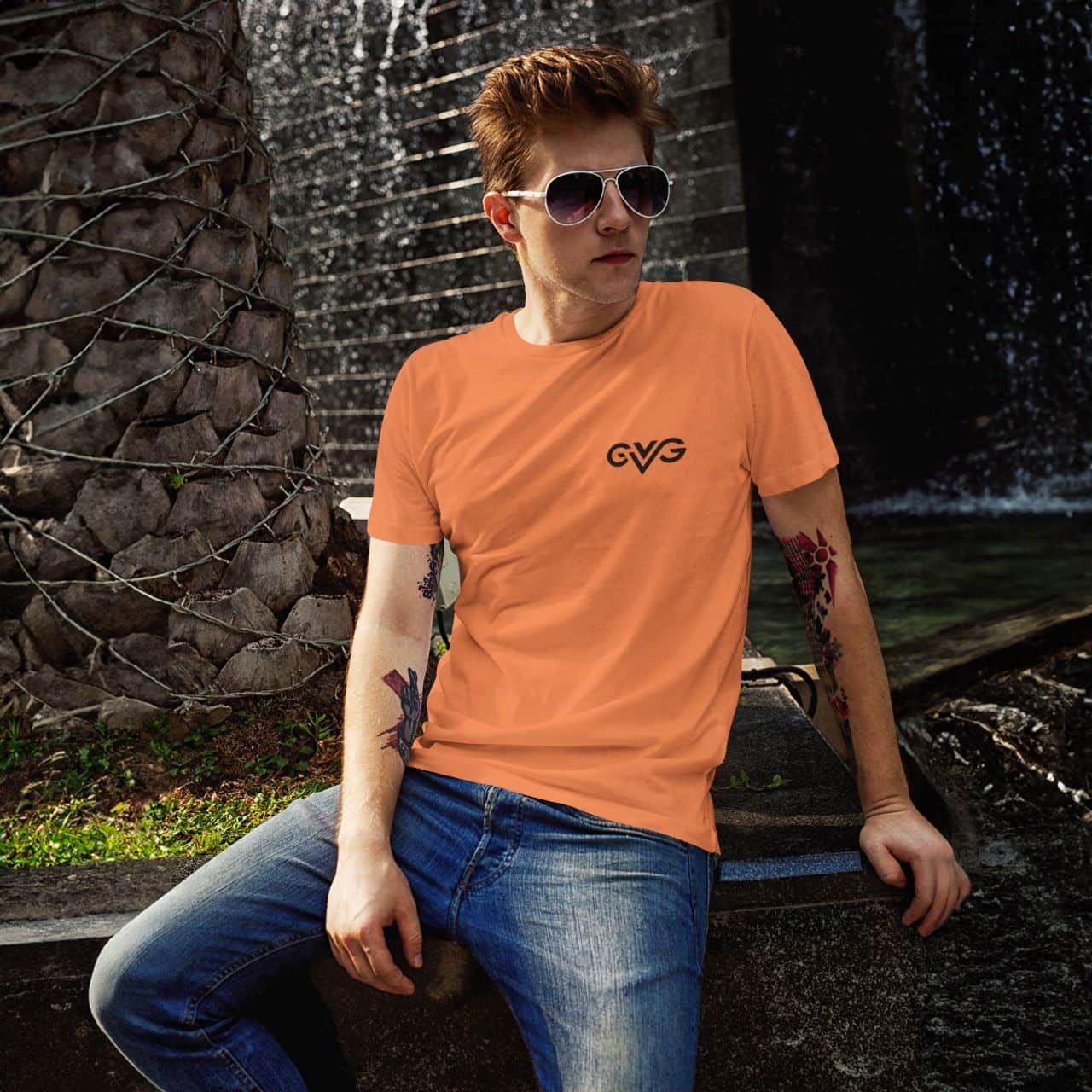 GVG Monogram | Orange Shirt | Good Vibe Gangsta Black Logo GVG Monogram | Orange Shirt | Good Vibe Gangsta Black Logo