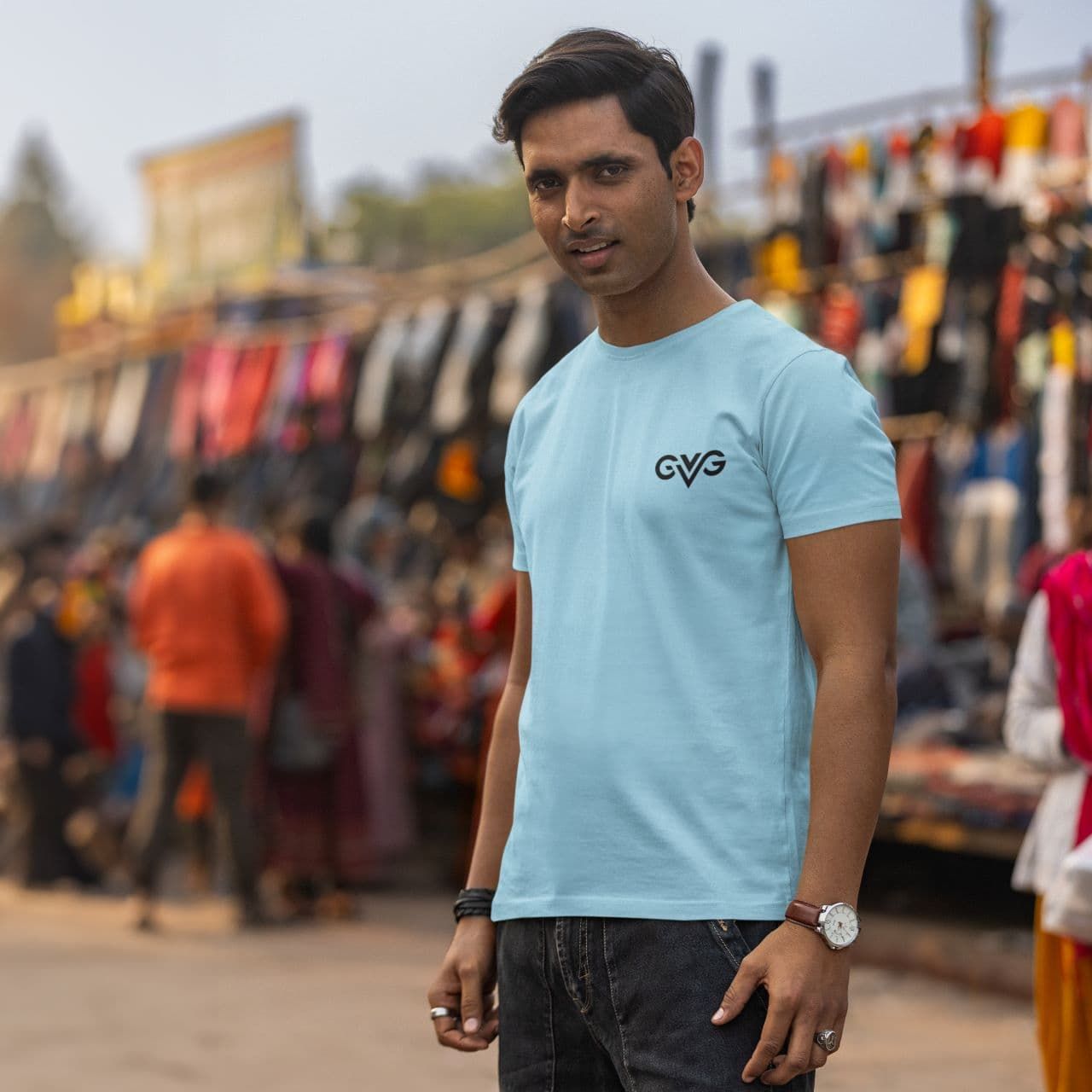 GVG Monogram | Ocean Blue Shirt | Good Vibe Gangsta Black Logo GVG Monogram | Ocean Blue Shirt | Good Vibe Gangsta Black Logo