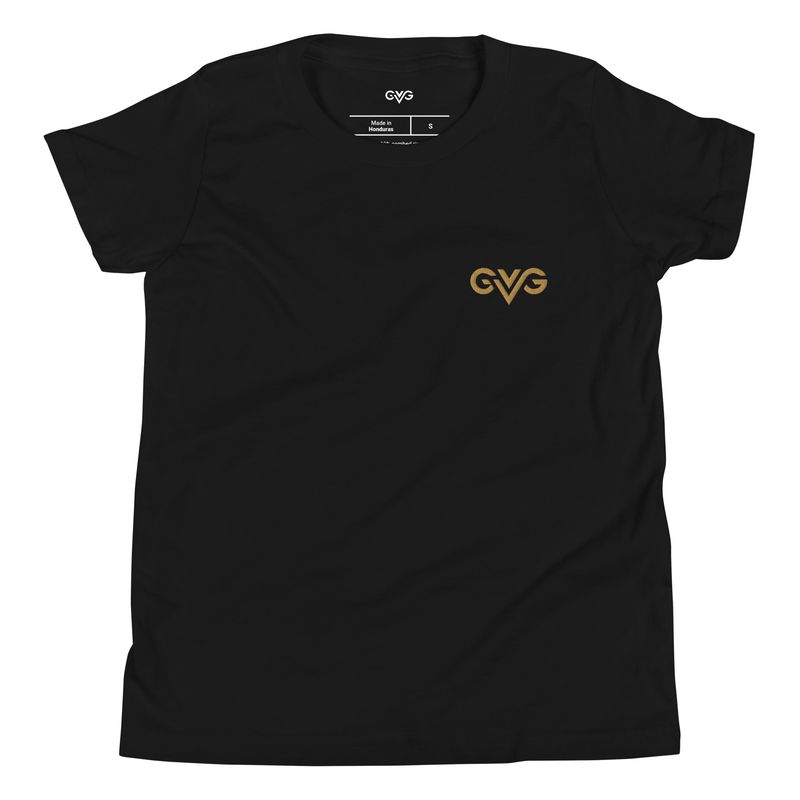 GVG Monogram | Black T-shirt | Good Vibe Gangsta Gold Logo | Kids