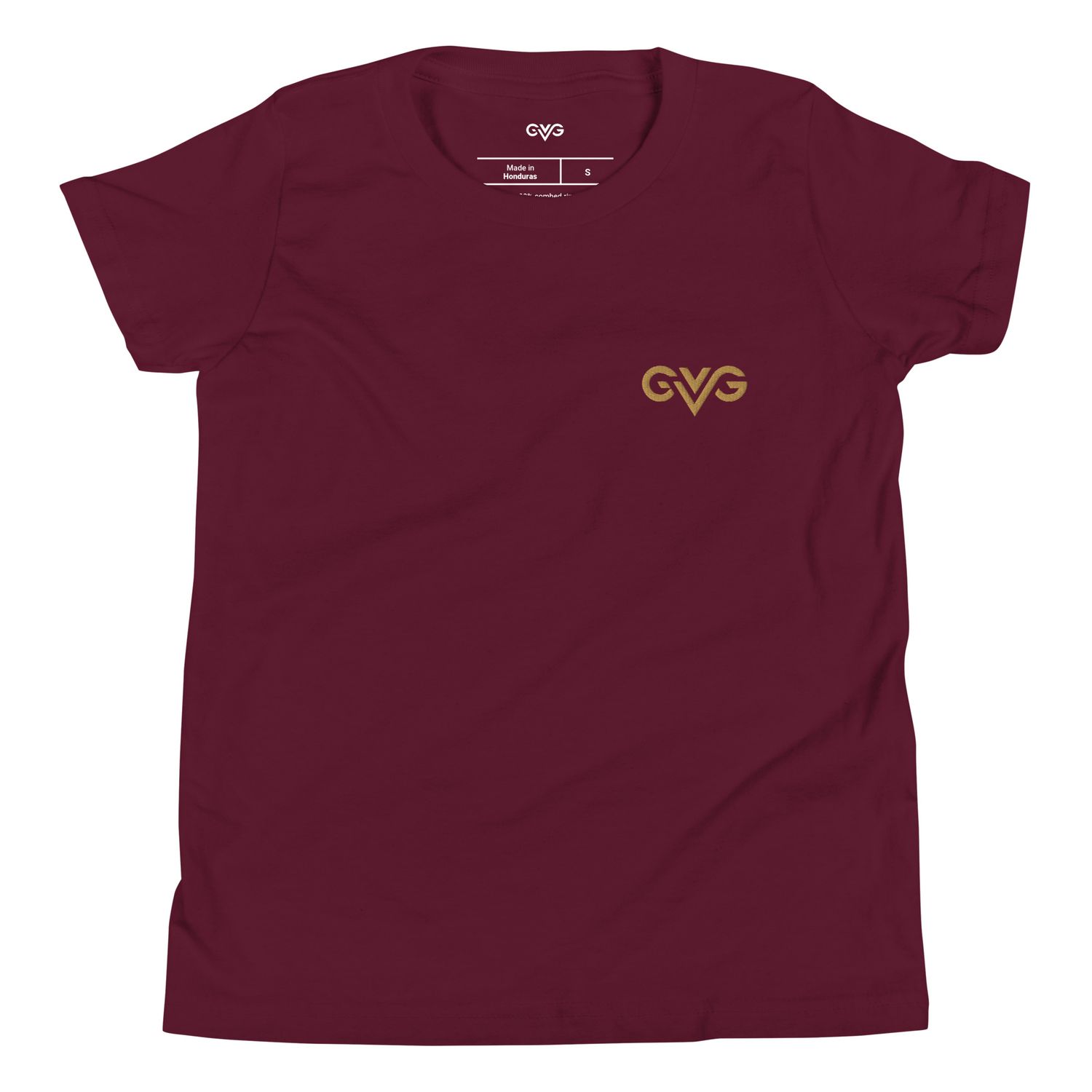 GVG Monogram | Maroon T-shirt | Good Vibe Gangsta Gold Logo | Kids