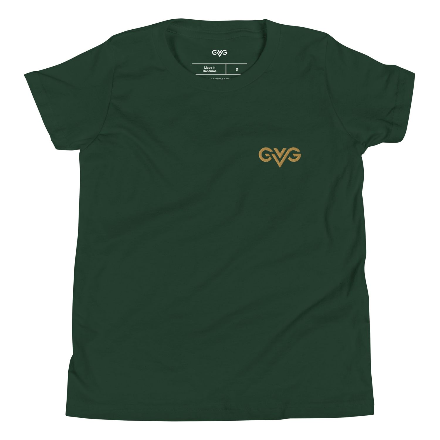 GVG Monogram | Forest Green T-shirt | Good Vibe Gangsta Gold Logo | Kids