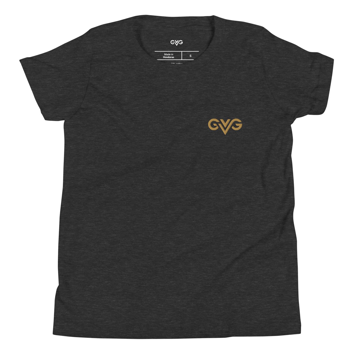 GVG Monogram | Dark Grey Heather T-shirt | Good Vibe Gangsta Gold Logo | Kids