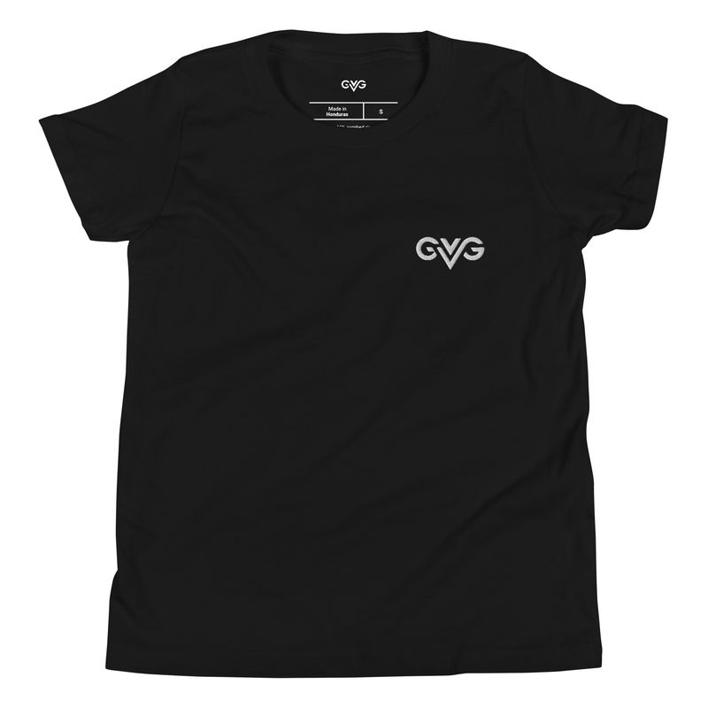 GVG Monogram | Black T-shirt | Good Vibe Gangsta White Logo | Kids