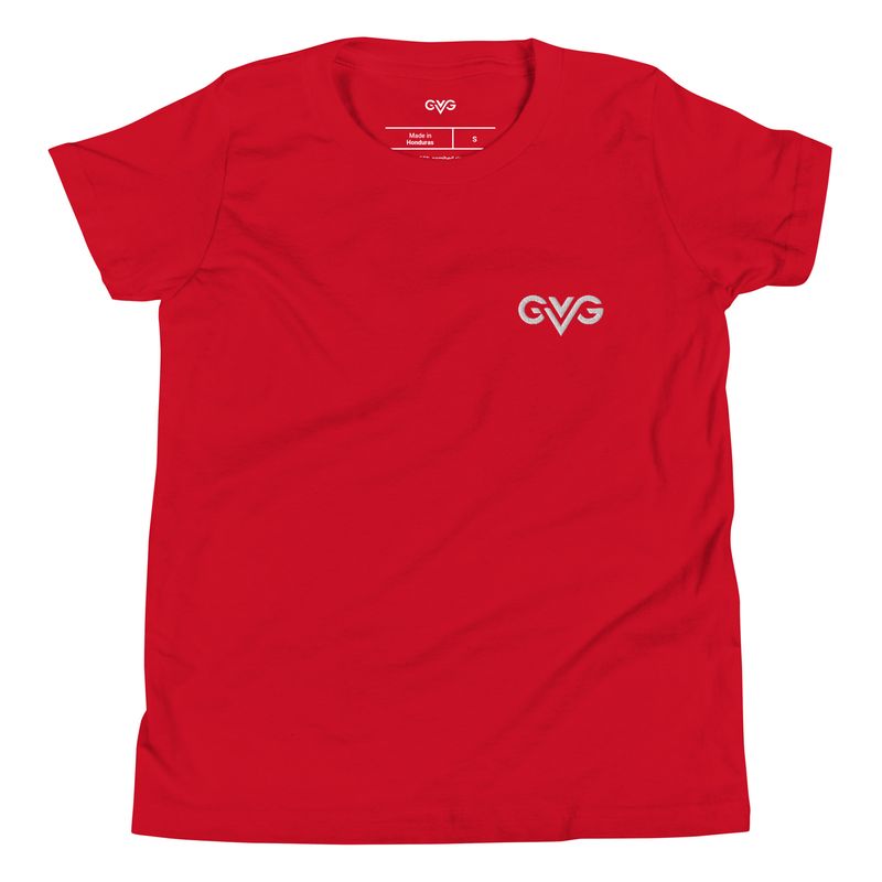 GVG Monogram | Red T-shirt | Good Vibe Gangsta White Logo | Kids