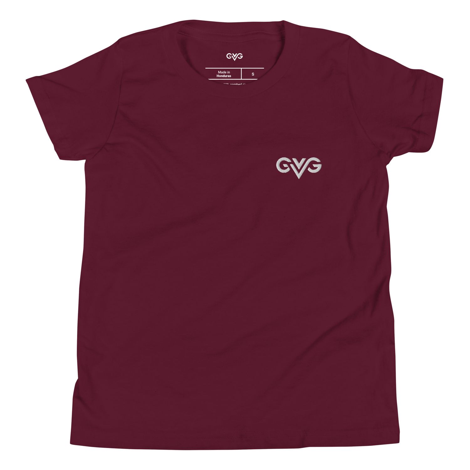 GVG Monogram | Maroon T-shirt | Good Vibe Gangsta White Logo | Kids