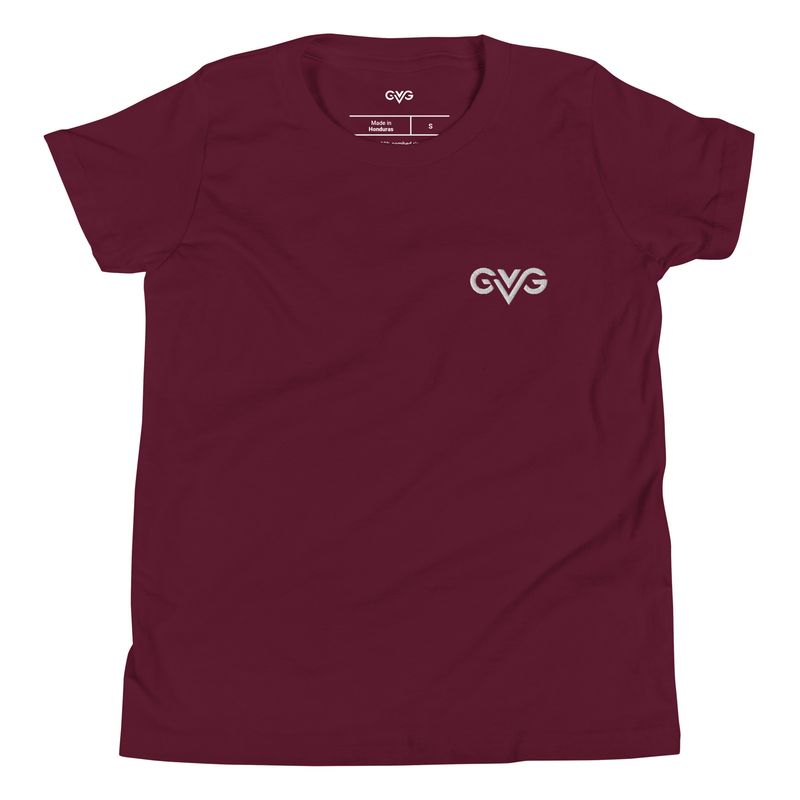 GVG Monogram | Maroon T-shirt | Good Vibe Gangsta White Logo | Kids