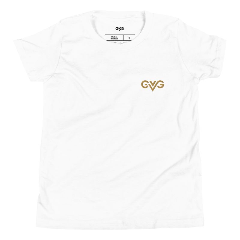 GVG Monogram | White T-shirt | Good Vibe Gangsta Gold Logo | Kids