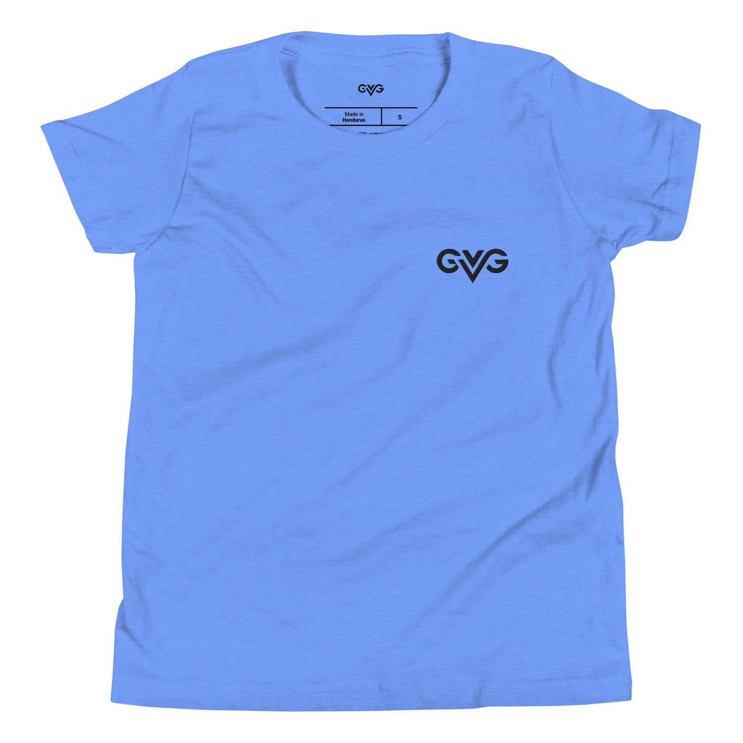 GVG Monogram | Heather Columbia Blue T-shirt | Good Vibe Gangsta Black Logo | Kids
