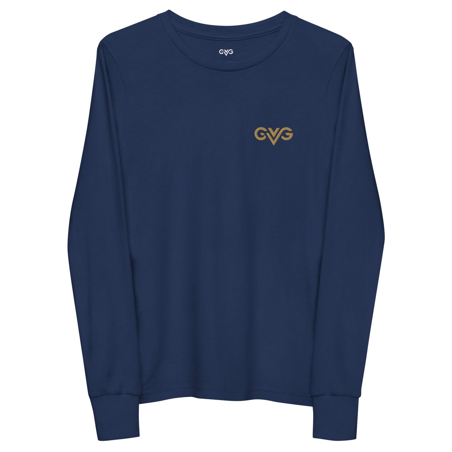 GVG Monogram | Navy Long Sleeve Shirt | Good Vibe Gangsta Gold Logo | Kids