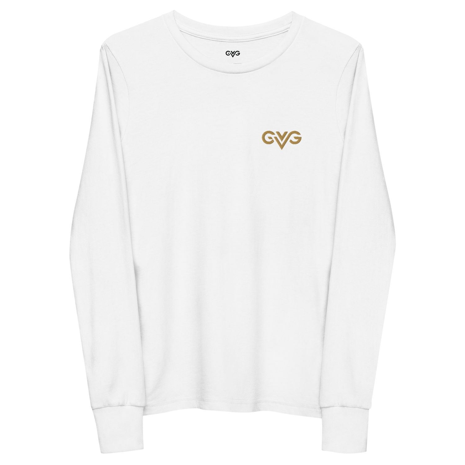 GVG Monogram | White Long Sleeve Shirt | Good Vibe Gangsta Gold Logo | Kids GVG Monogram | White Long Sleeve Shirt | Good Vibe Gangsta Gold Logo | Kids