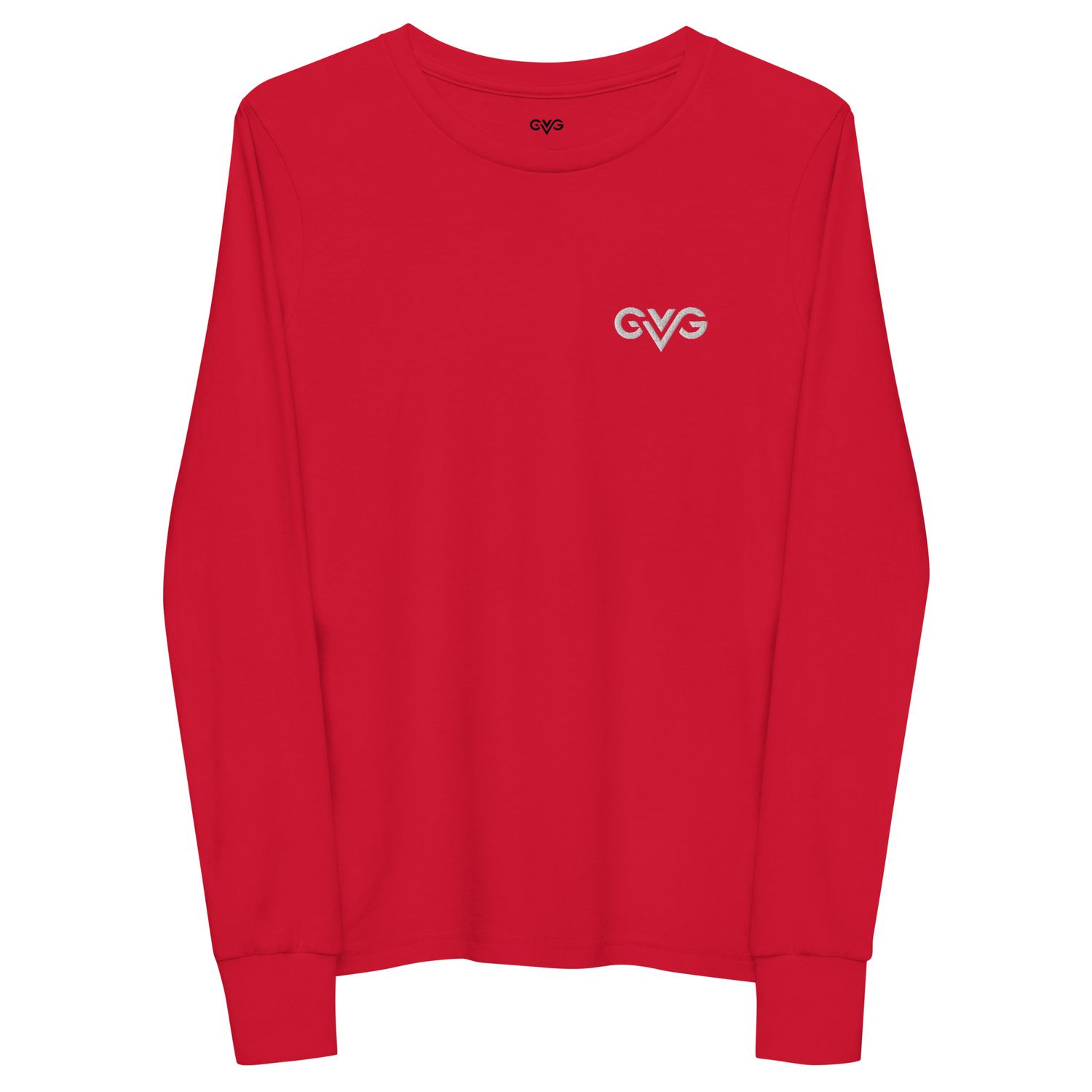 GVG Monogram | Red Long Sleeve Shirt | Good Vibe Gangsta White Logo | Kids