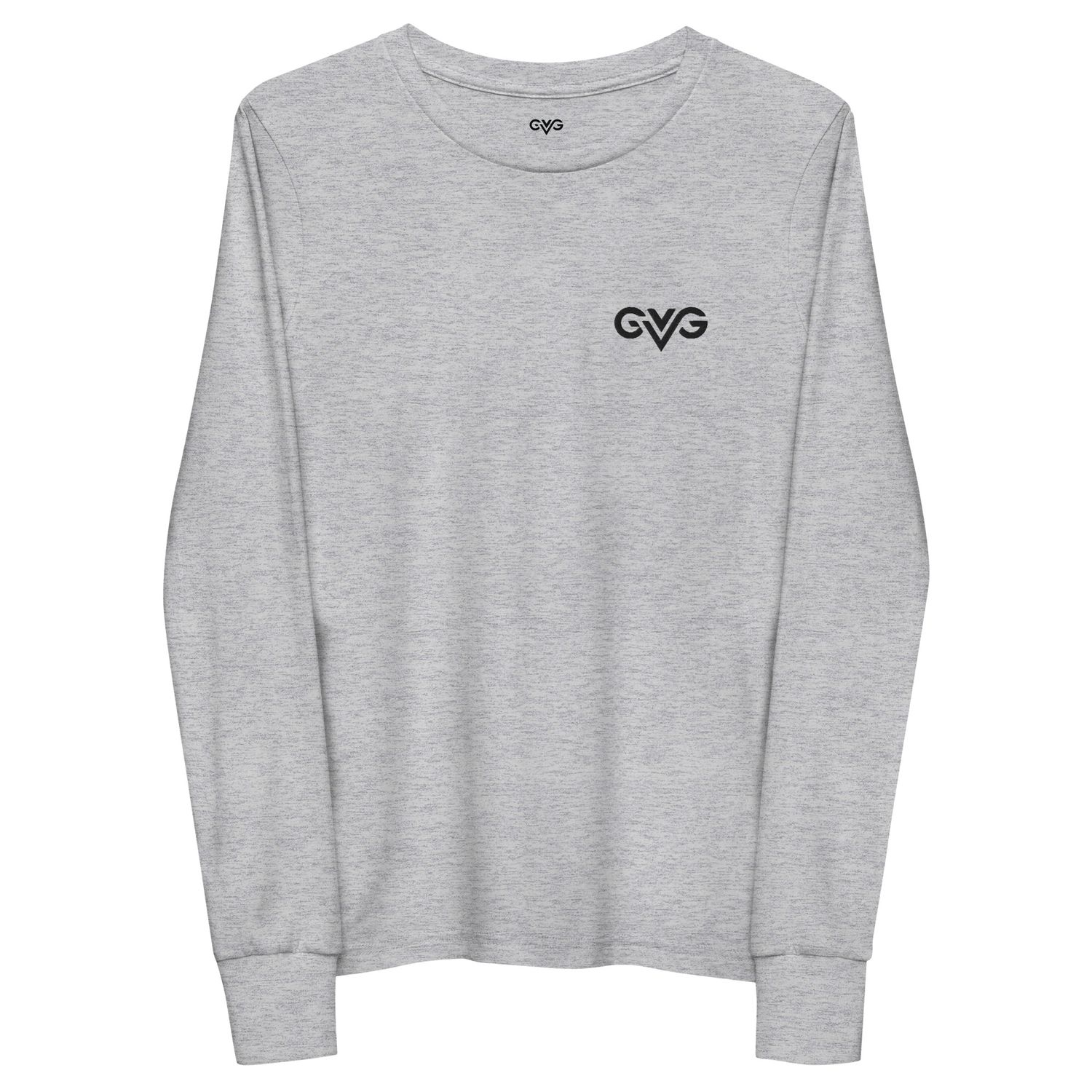 GVG Monogram | Athletic Heather Long Sleeve Shirt | Good Vibe Gangsta Black Logo | Kids