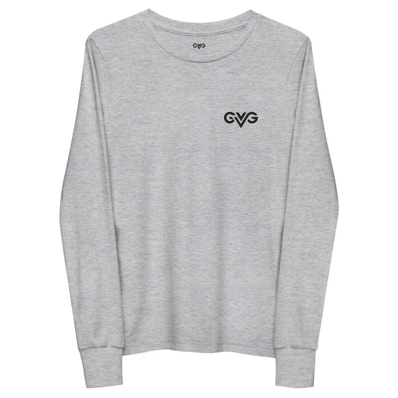 GVG Monogram | Athletic Heather Long Sleeve Shirt | Good Vibe Gangsta Black Logo | Kids