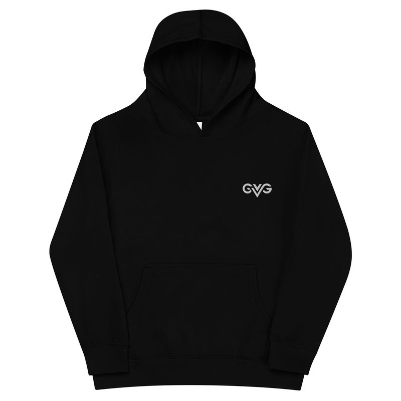 GVG Monogram | Black Hoodie Sweatshirt | Good Vibe Gangsta White Logo | Kids
