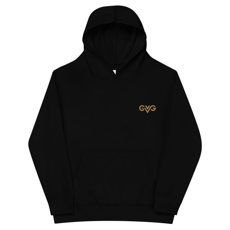 GVG Monogram | Black Hoodie Sweatshirt | Good Vibe Gangsta Gold Logo | Kids