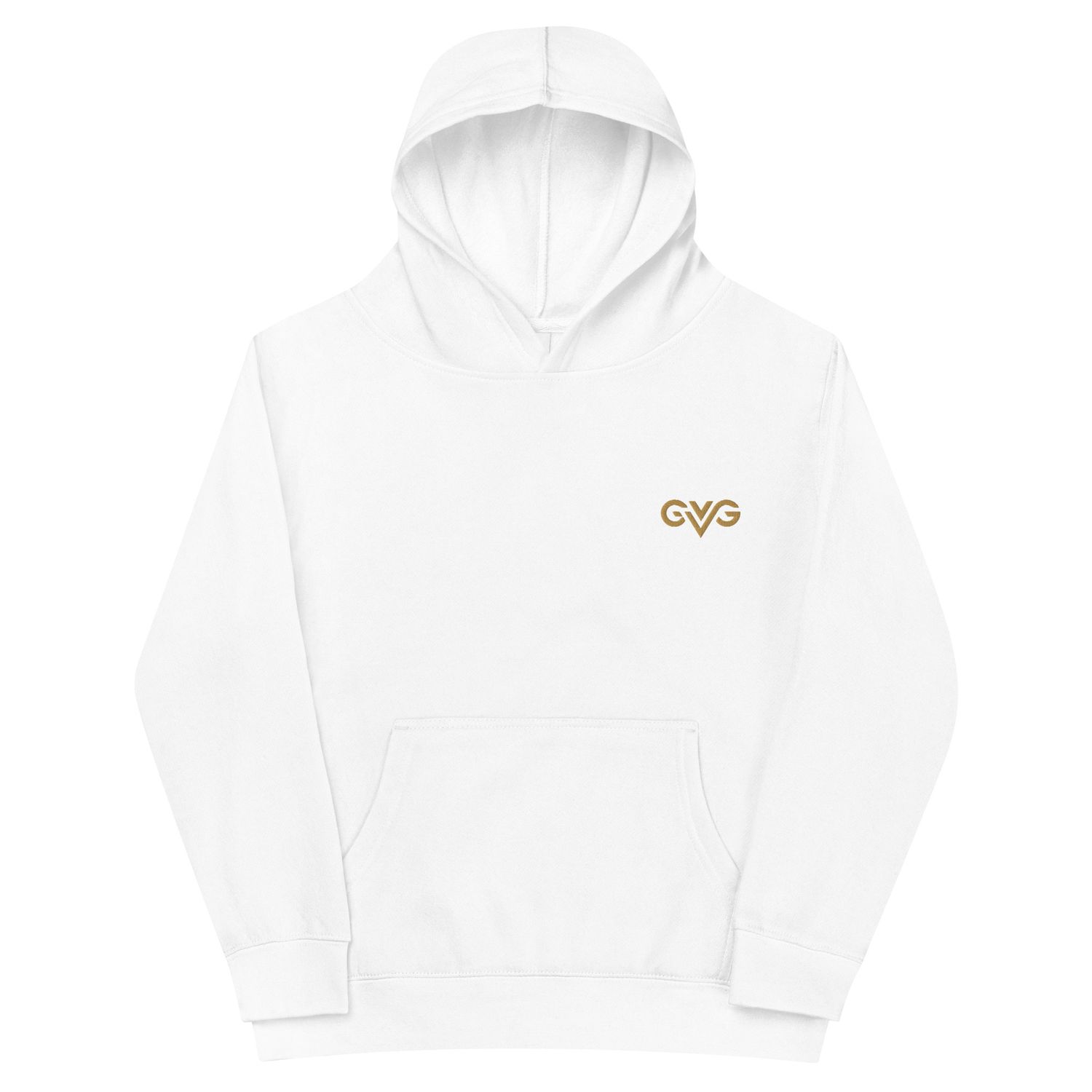 GVG Monogram | White Hoodie Sweatshirt | Good Vibe Gangsta Gold Logo | Kids GVG Monogram | White Hoodie Sweatshirt | Good Vibe Gangsta Gold Logo | Kids