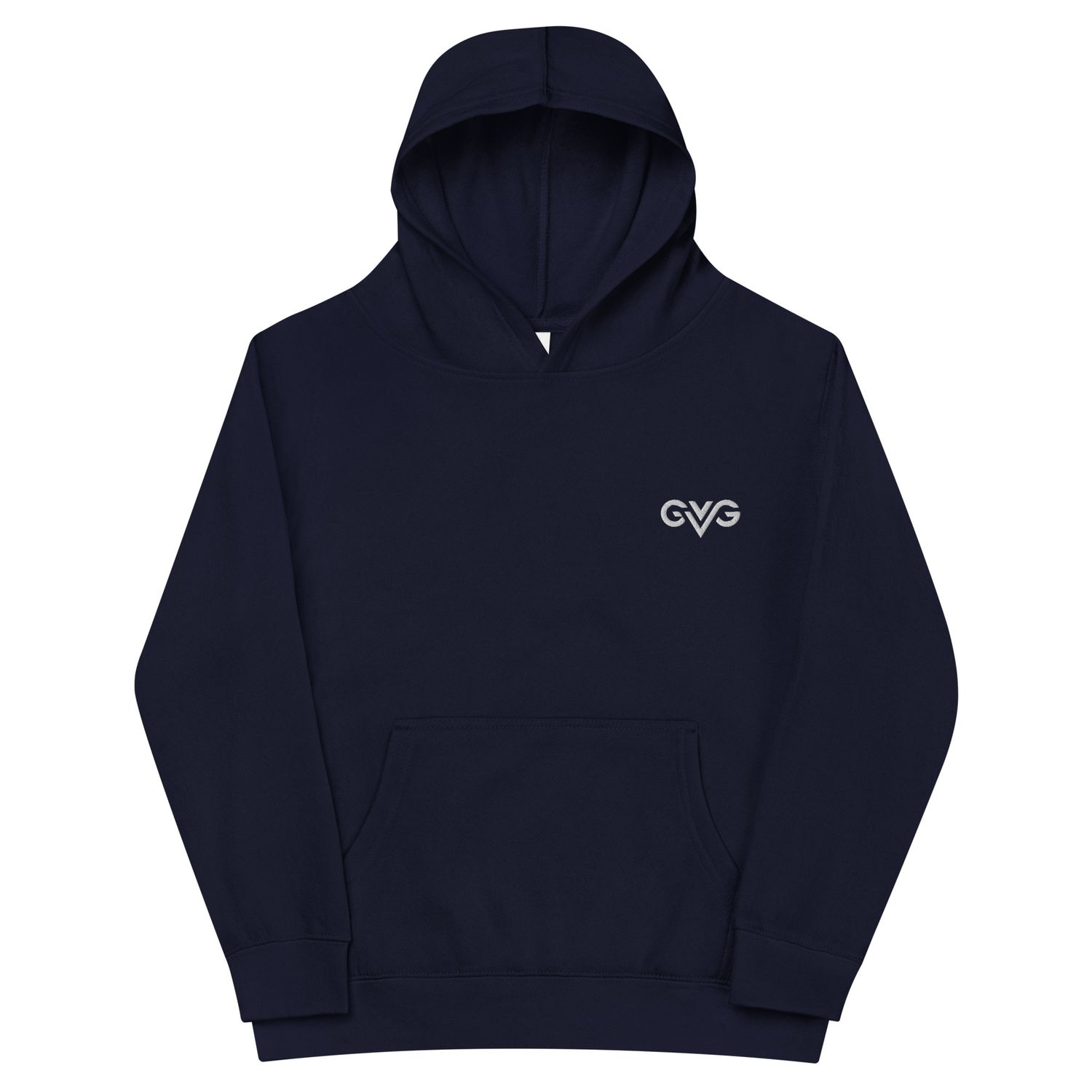 GVG Monogram | Navy Hoodie Sweatshirt | Good Vibe Gangsta White Logo | Kids