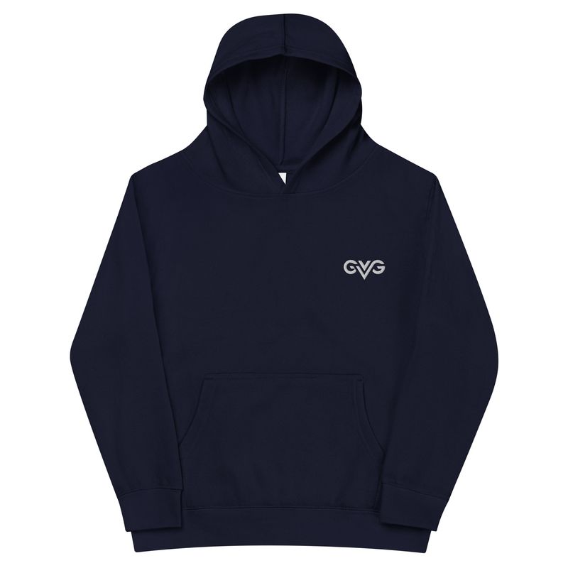 GVG Monogram | Navy Hoodie Sweatshirt | Good Vibe Gangsta White Logo | Kids
