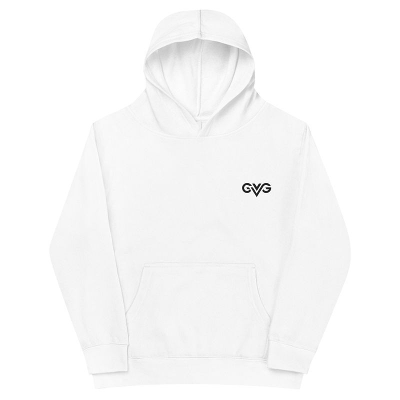GVG Monogram | White Hoodie Sweatshirt | Good Vibe Gangsta Black Logo | Kids