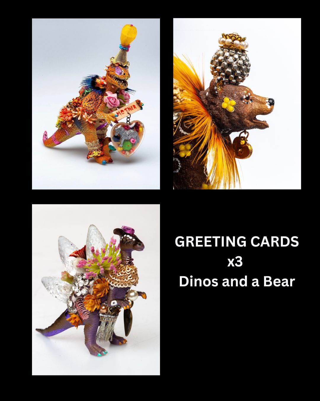 Greeting Cards - T rex, Dino and Sunny Bear