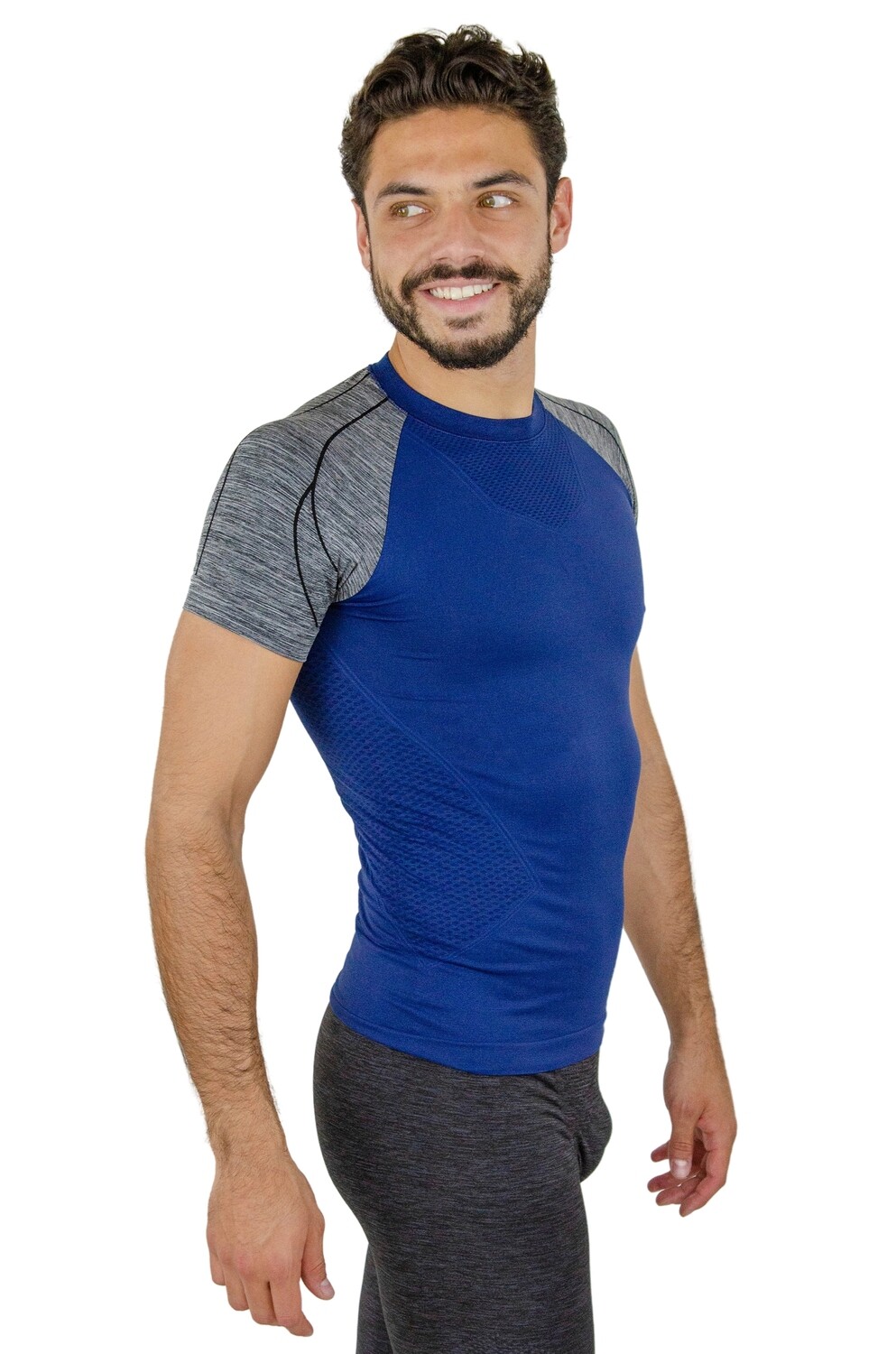 Playera manga corta cuerpo liso manga jaspe