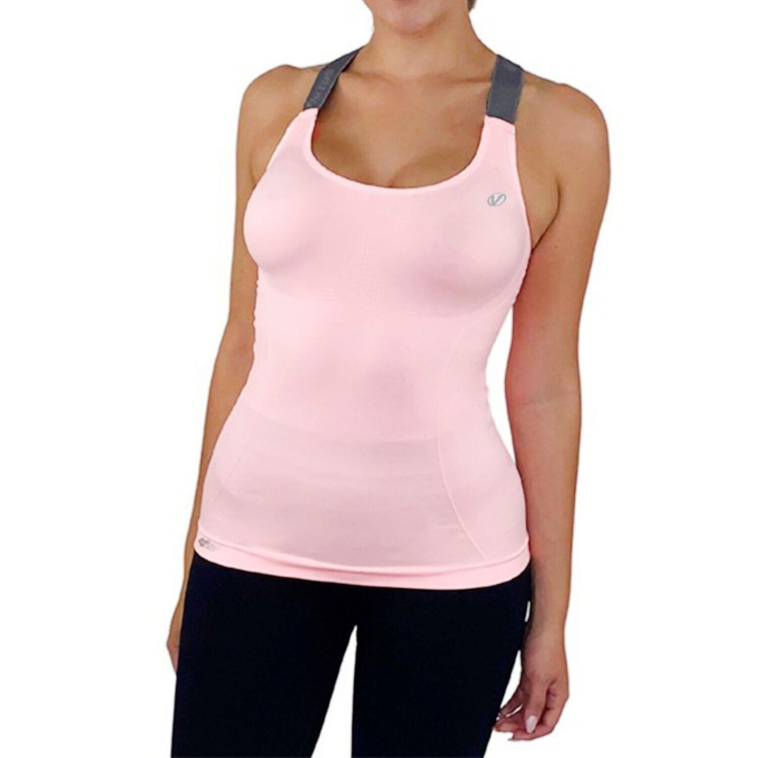 Tank top seamless deportivo con tirantes bordados elástico, Virtus