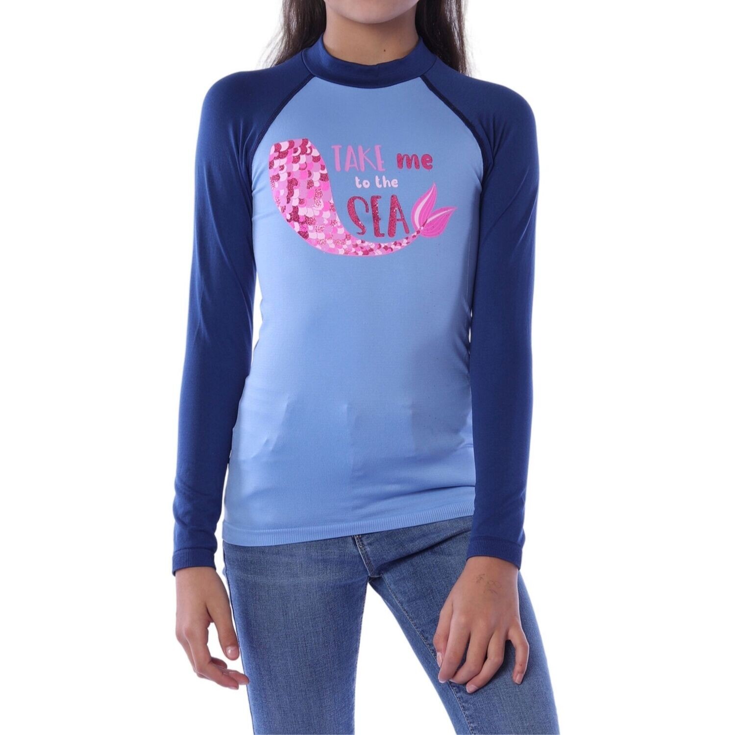 Playera acuática seamless manga larga para niña (4-10 años)