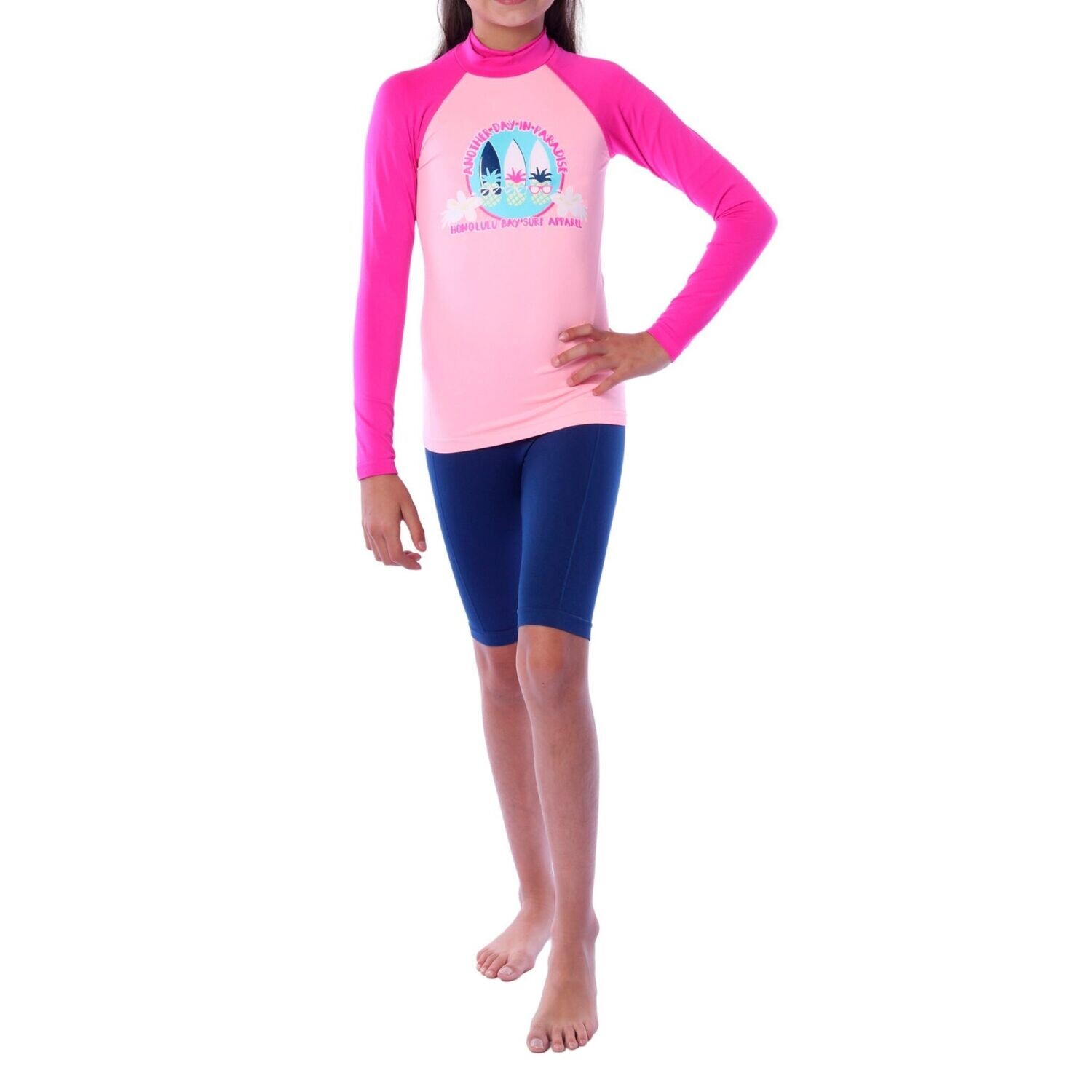 Playera acuática seamless manga larga para niña (4-10 años)