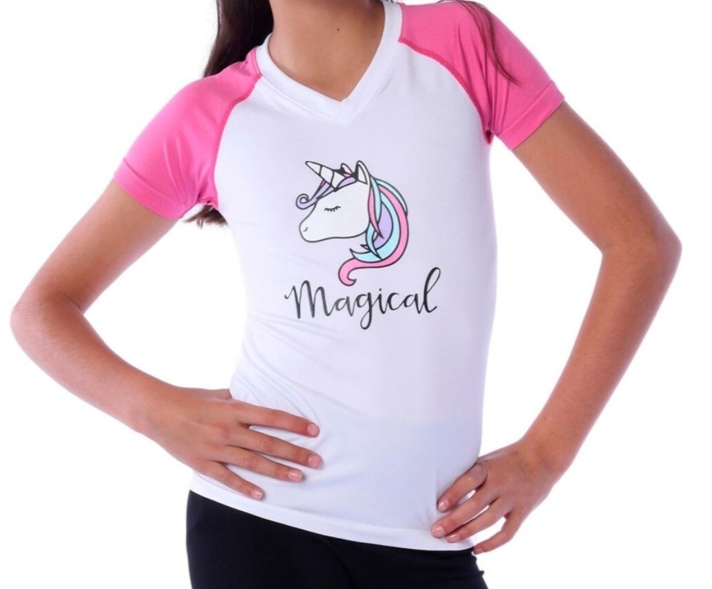 Playera para niña manga corta con estampado, talla: 6-8 años