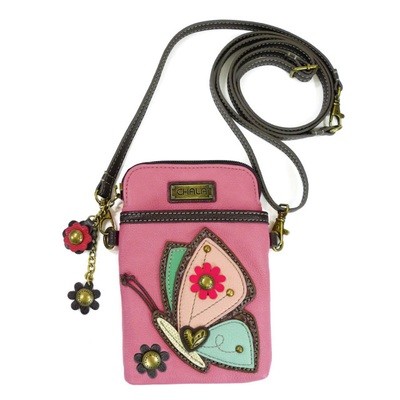 Cell Phone Crossbody - Pink Butterfly