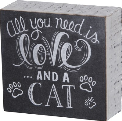 Chalk Sign - "All You Need is Love and a Cat"