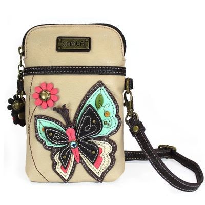 Cell Phone Crossbody - Ivory Butterfly