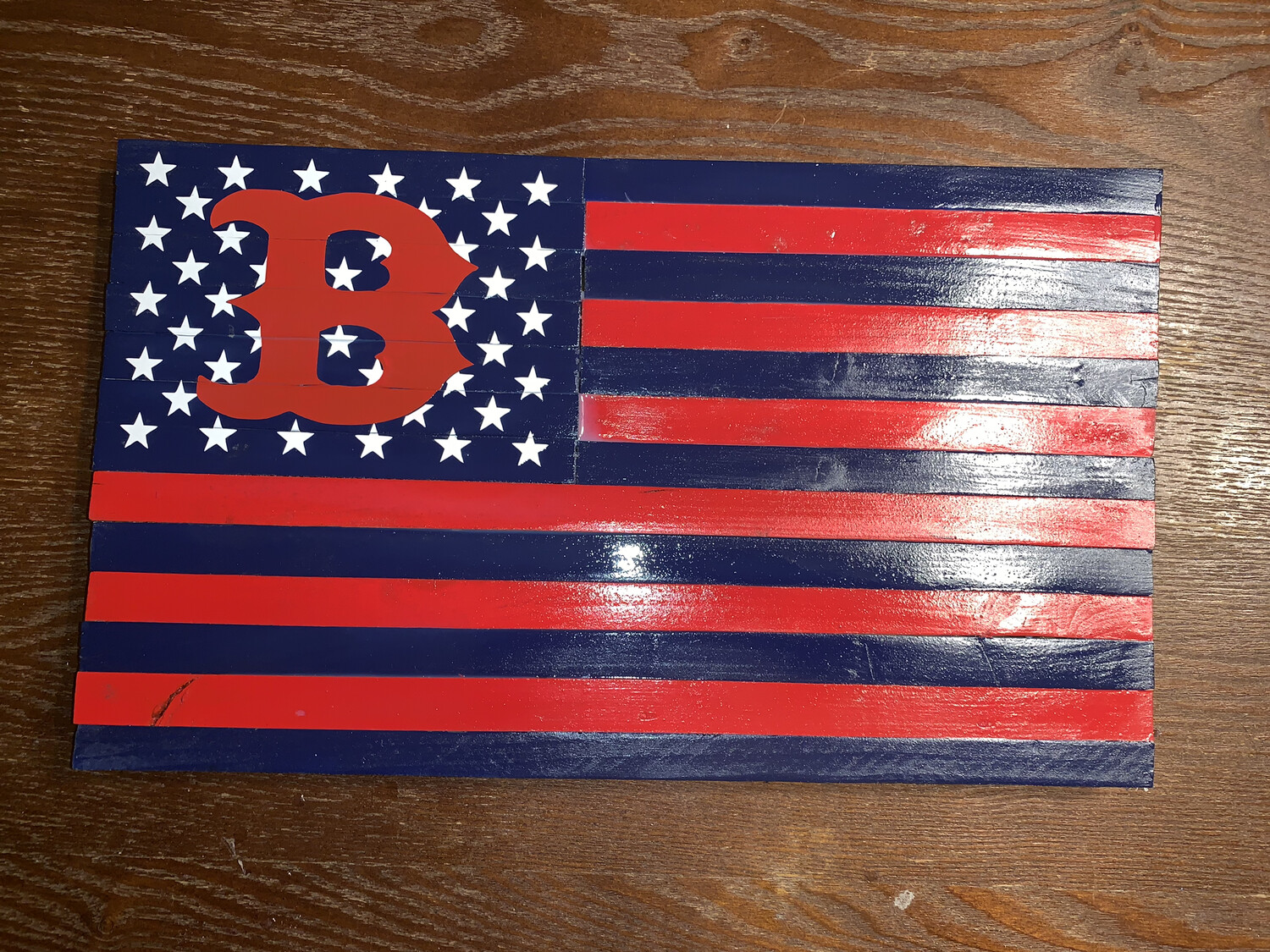 Mini wood flags.