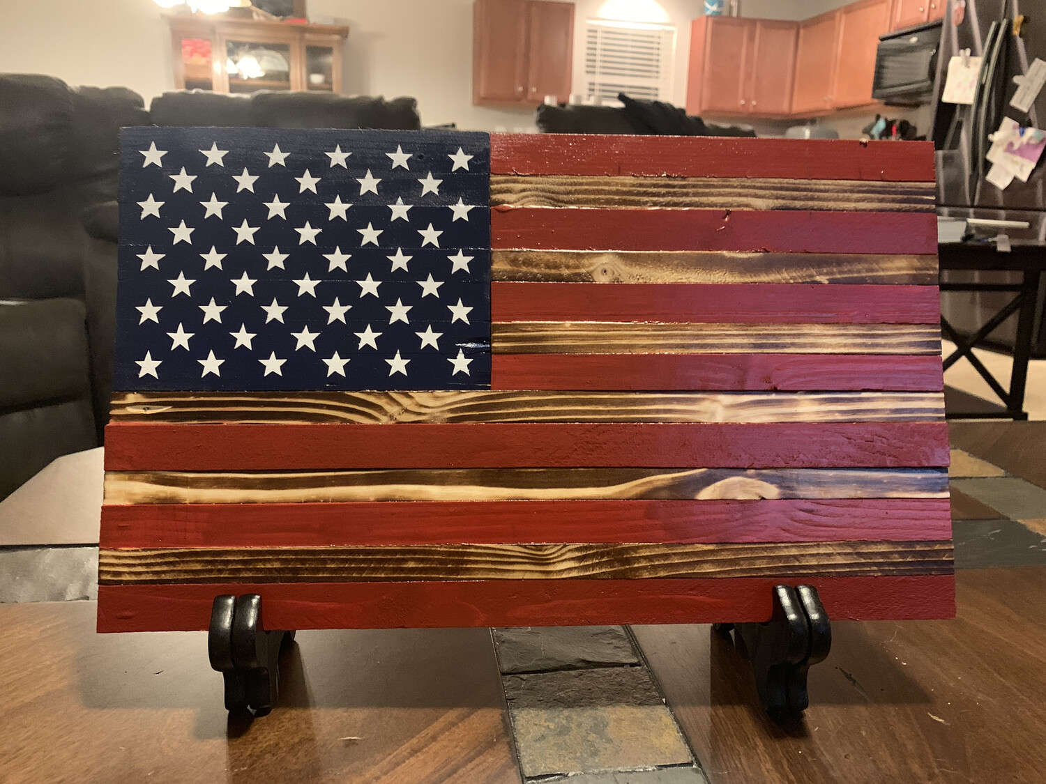 Mini wood flags.