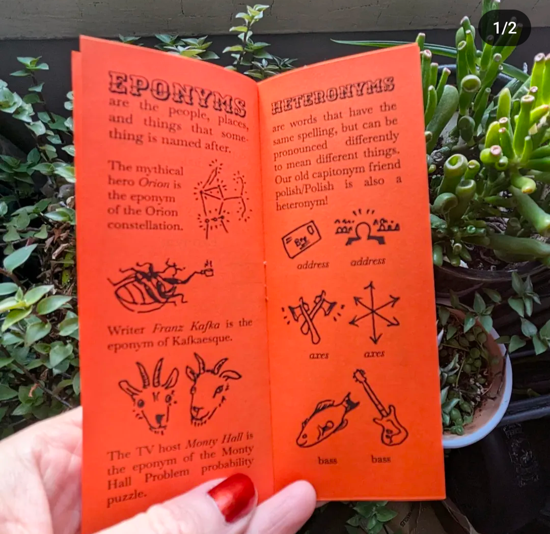 My Favorite 'Nyms: a silly zine about words